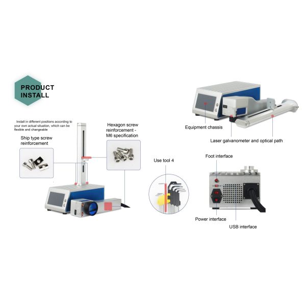 20W 30W Portable Metal Laser Engraving Machine 100W FDA 50W