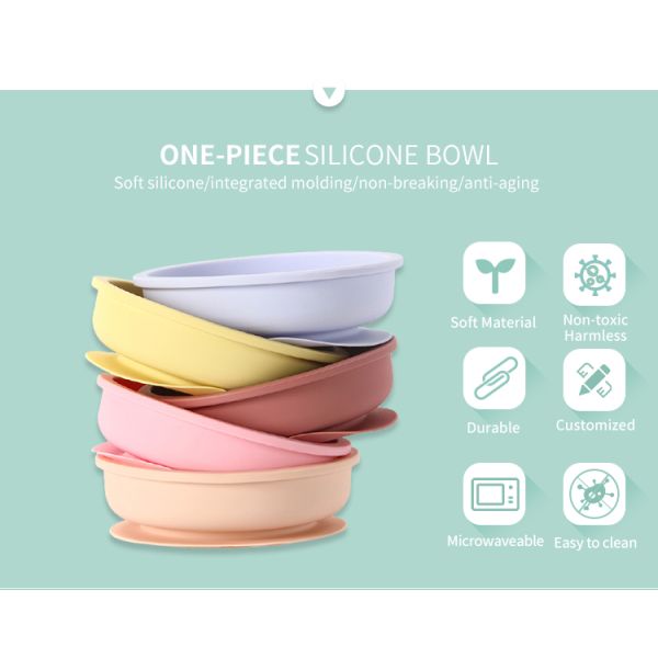 Food Grade Suction Silicone Bowl Set For Baby Toddler Feeding