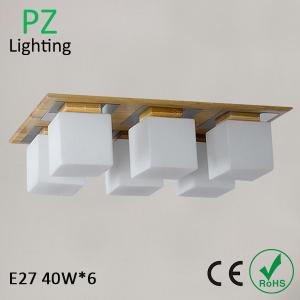 rectangle 6x40W E27 socket wood ceiling lamp ceiling lighting with remote controller