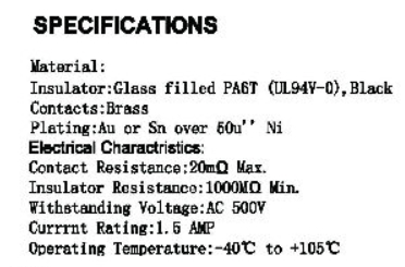 SMD Type Male Pin Header Connector 16 Pins Dual Row Current Rating 2.0 AMP