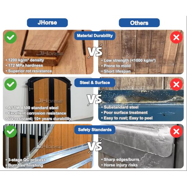 Comparison of our horse stall panels versus competitors