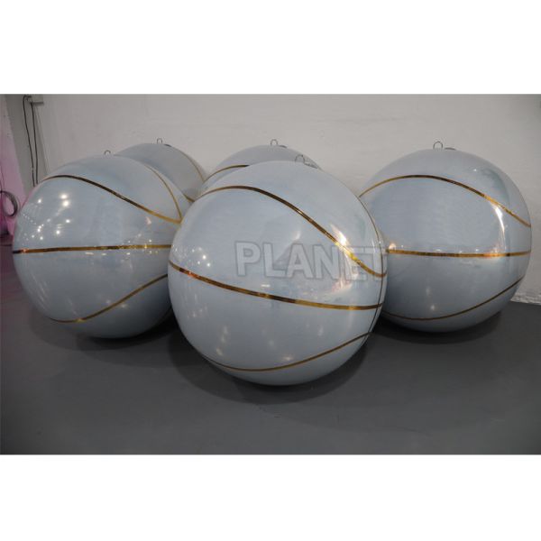 Ceiling Decoration Hanging Shiny PVC Giant Reflective Inflatable Basketball Mirror Balloon