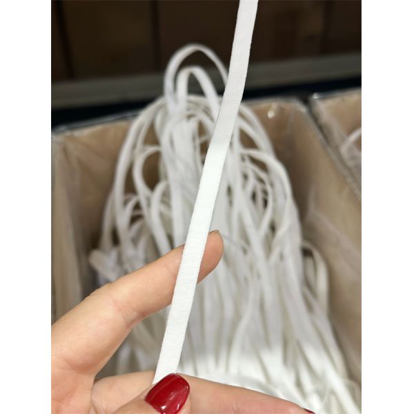 6.5mm Polyester Spandex Flat Ear Loop For N95 Face Mask White