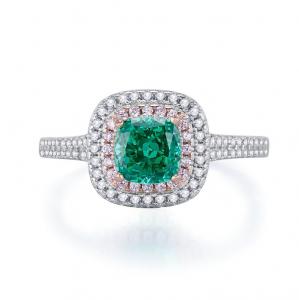 China Green Square Shape Gemstone Zircon Wedding Rings For Women on sale