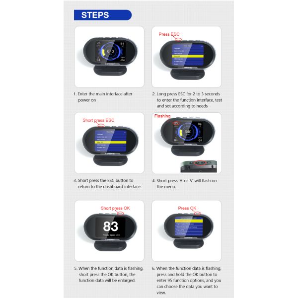 KONNWEI KW206 Auto RPM Gauge OBD2 Scanner Speedometer On Board Computer with 3.5" Color Display