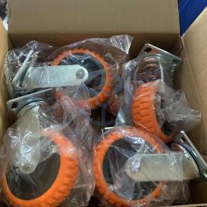 Quality 6 Inch PVC Hollow Core Swivel Heavy Duty Casters Orange Color Wheels for sale