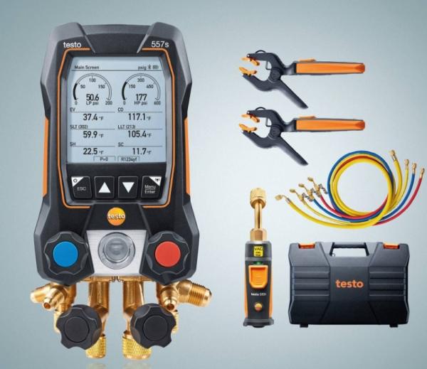 Buy Testo 550i Smart Kit App-controlled Digital Manifold With Wireless Clamp Temperature Probes NTC at wholesale prices