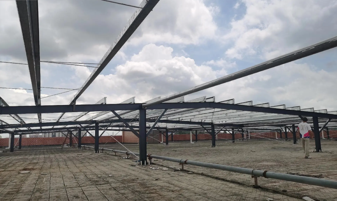 Solar Panel Steel Frame Building Construction Weatherproof Metal Building Structure