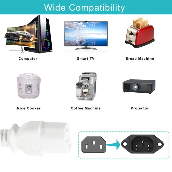 Right Angle NEMA 5-15P to C13 Power Cord 10A 125V