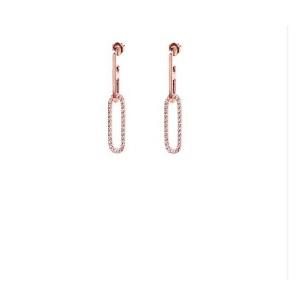 China Custom Fashion CZ 925 Sterling Silver Women Statement Earrings Jewelry Paper Clip Earring on sale