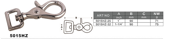 Zinc diecast trigger snap hook with swivel eye in round or square shape swivel