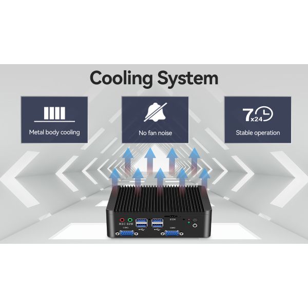 Industrial Intel Celeron N4000 Mini PC RS485 Linux DDR4 8GB Fanless Mini Computer