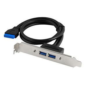 Quality USB 3.0 Back Panel Expansion Bracket to 20-Pin Header Cable (2-Port) for sale