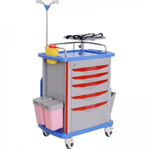 Quality Hospital ABS Medicine Crash Cart Drawers Emergency Medical Trolley for sale