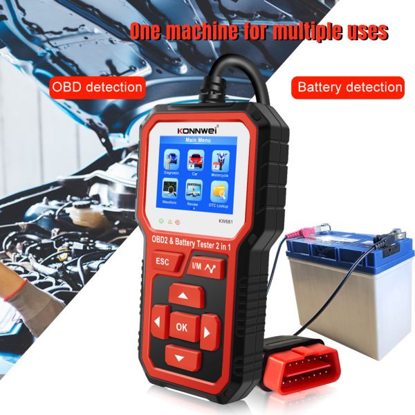 ABS 12V 2.4in TFT Car Battery Tester OBD2 Scanner 2 In 1 CCA