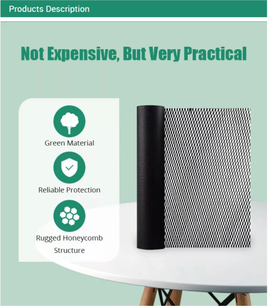 Uncoated Black Kraft Honeycomb Folding Paper Packaging Cushioning Wrap