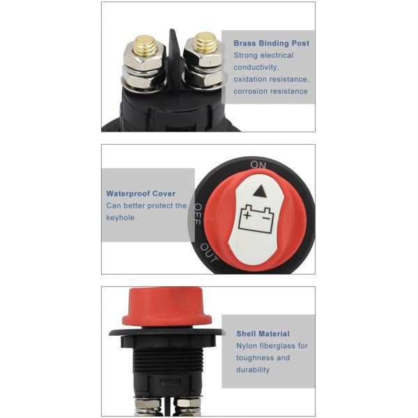 Battery Disconnect Switch 24V Battery Cut Shut Off Isolator Switch 50A 100A 200A 300A