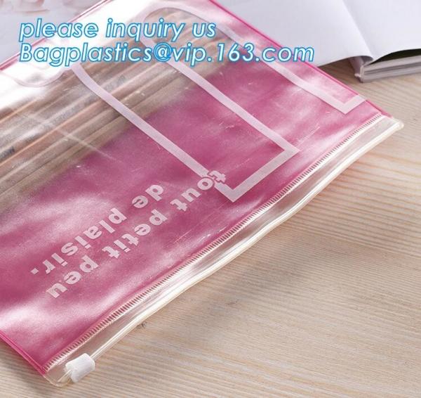 Plastic Travel Document Wallet, PVC Envelop Document Bag with Snap Closure,School office supplies handle zipper file doc