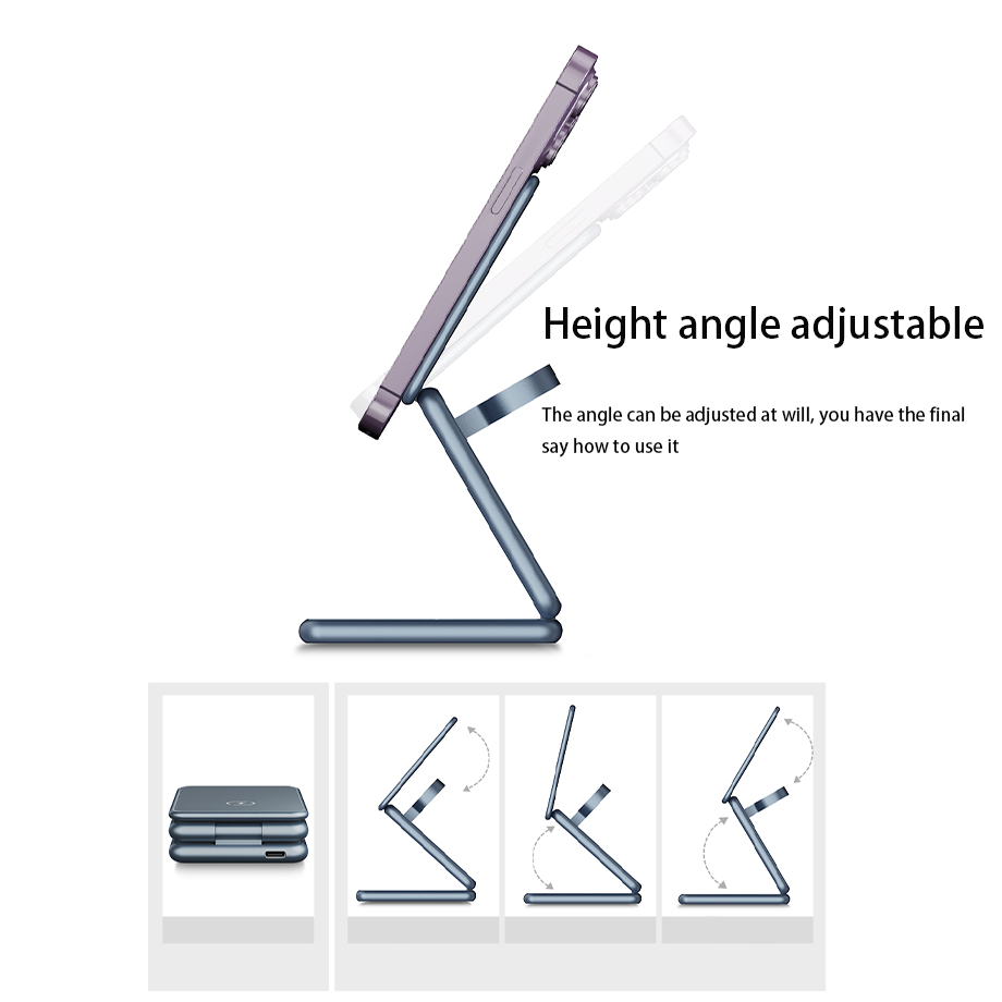 Foldable Magnetic Metal Wireless Charging Aluminum Alloy 3 In 1 Portable Magnetic Charger