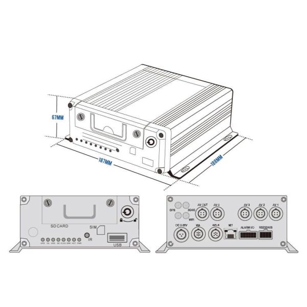 4G GPS WIFI ADAS DSM BSD Optional 2023 Richmor MDVR for Bus Truck Voltage DC 8V 36V