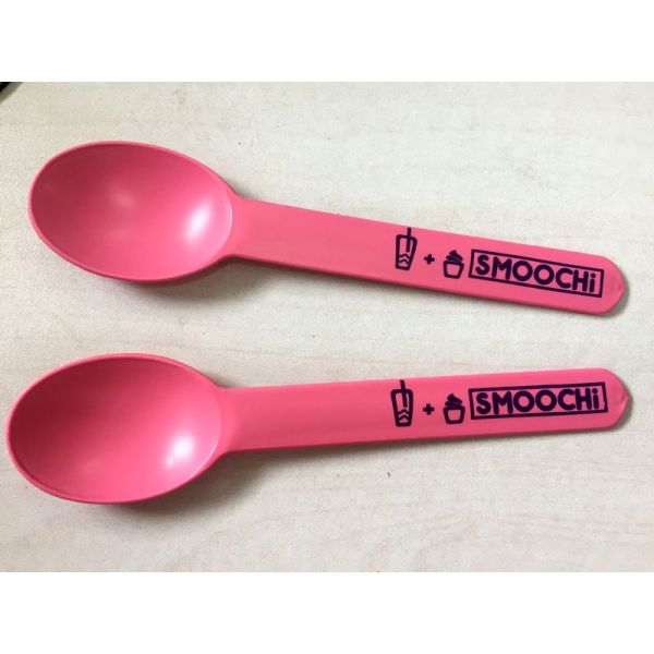Pla Biodegradable Plastic Ice Cream Spoons With Logo , Ice Cream Serving Spoon