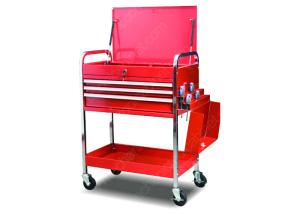 Cylinder Lock Portable Rolling Mechanics Tool Cart Folding 3 Drawer With Lid