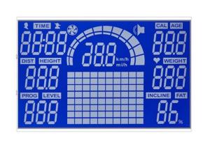 Quality Customized 7 Segment LCD Display HTN Negative Lcd Blue Backgound Display For Sport Equiment for sale