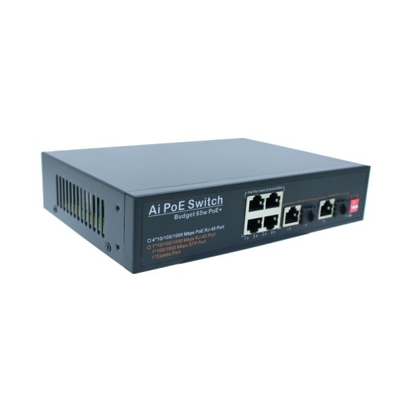 IP30 Unmanaged POE Switch 4 PoE Ports 1 SFP 1 Network Port 1 Combo
