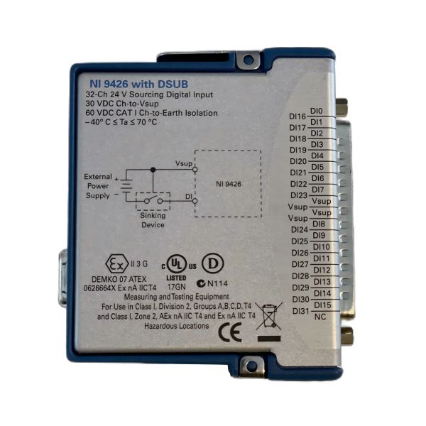 National Instruments NI-9426 C Series Digital Module with 32-bit Digital Input Channels and 500 µs Update Rate for CompactDAQ and CompactRIO Systems