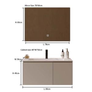 Quality Single Sink Wood Bathroom Vanity Wood Vanity With Mirror 80*45*50CM for sale