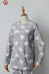 EU Standard Butterfly Print Soft Bathrobe Warm Fleece Women Pajamas Set