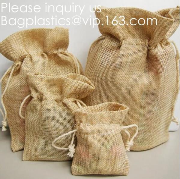 Assorted Colors Burlap Gift Bags with Double Jute Drawstrings Candy Sack Pouch Halloween Treat Gift Bags with Different