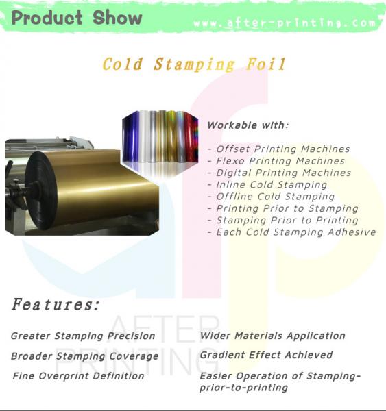 Greater Precision Cold Stamping Foil For Offset And Flexographic Printing Machines
