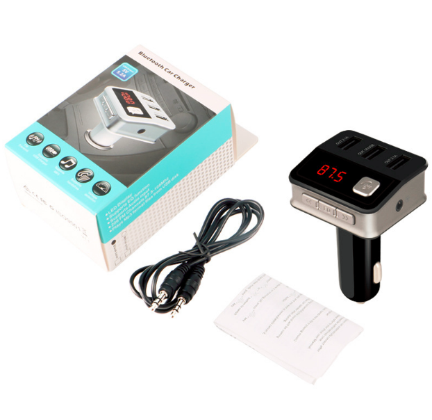 FM Transmitter Radio Adapter Car Kit 5V / 5.2A With Three USB Port Car Charger