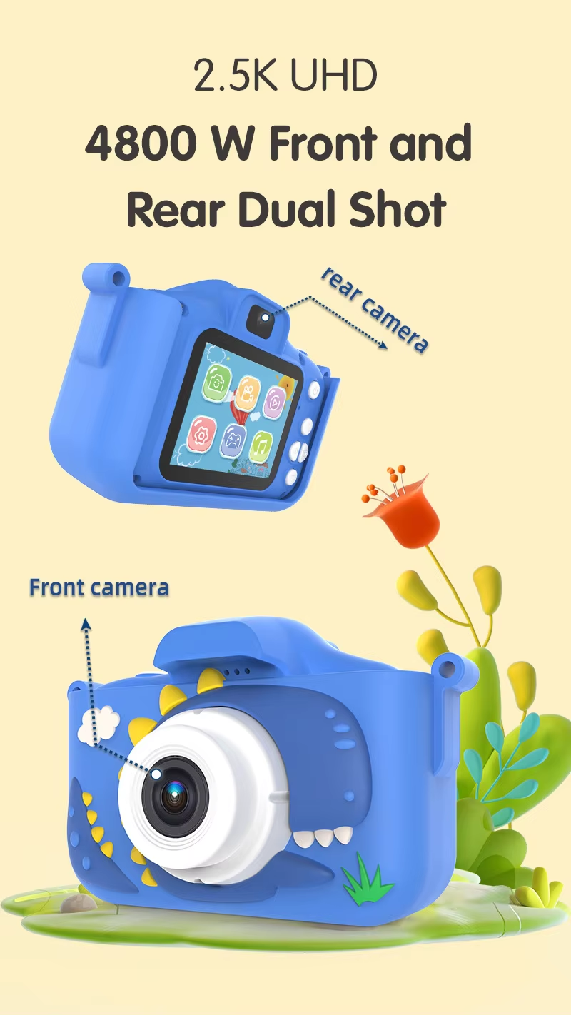 3-12 Years Old Dinosaur Children Camera X13S with Protective Silicone Cover and Pictures on TFT 2.0inch Screen Size