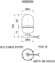 LED Revolving Warning Light Ø80mm ED Revolving Light Adapting Power LED of High Brightness, Equipped with Circular Moun
