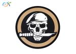 Custom Round Shape Skull PVC Rubber Patches With Hook And Loop Backing