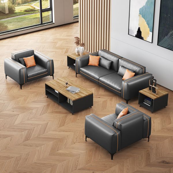 Modular Reception Sofa Set For Office Use Hospital Synthetic Leather Material