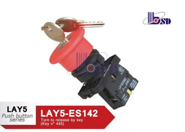 Buy Red Emergency Stop Push Button Switch / Emergency Stop Switch With Key at wholesale prices