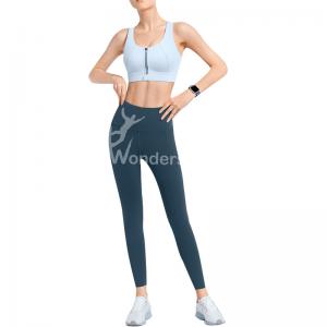 Quality Yoga High Waist Sport Leggings Sports Bras Racerback Front Zip With Padded Cups for sale