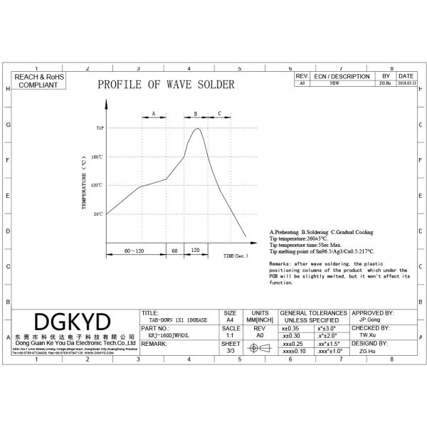 10/100 BASE 1x1 Tab Down RJ45 Network Connector with transformer PBT black