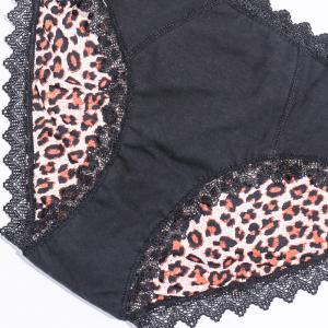 China Cotton Leak Proof Period Underwear Leopard S-4XL Plus Size Menstrual Panties on sale