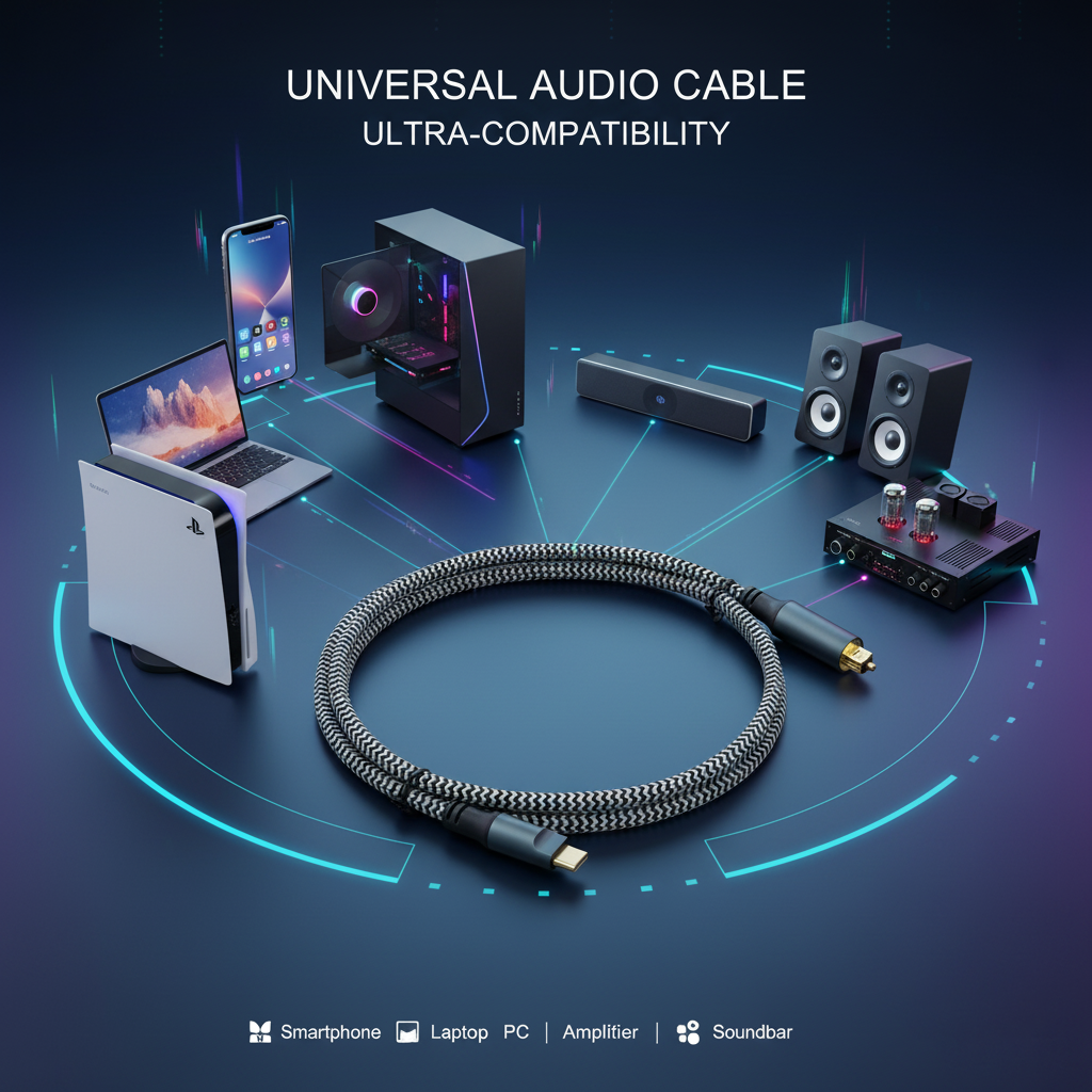 Optic Audio Cable USB-C to Toslink PVC Jacket Braid 8K Resolution 4.0mm Male-to-Male Customizable 1M/2M/3M for TV & Computer