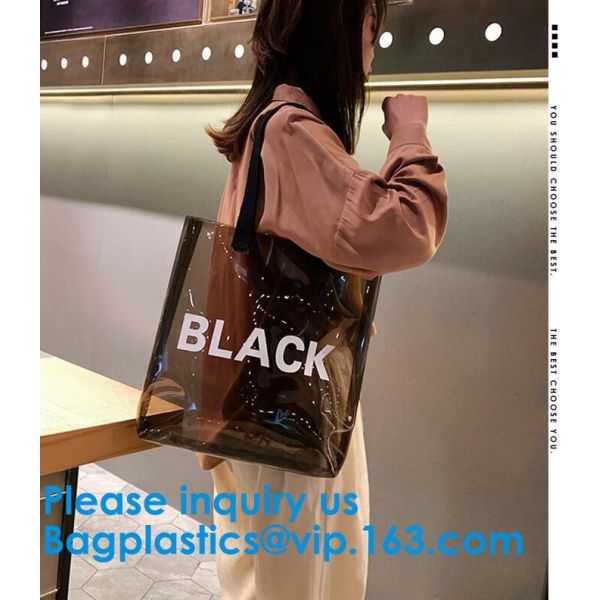 Clear Shopping Bag PVC Handbag Fashion Big Bags Jelly Package Large Transparent Tote Bag Shoulder Bag Leisure Beach Bag