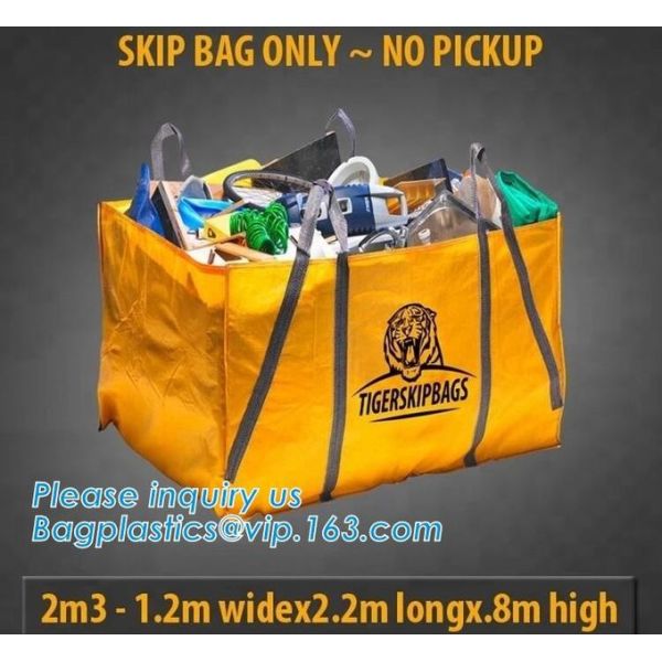 Construction waste skip bag FIBC garbage dumpster PP bulk bag,skip bag skip hop bag skip hop diaper bag, bagplastics,pac