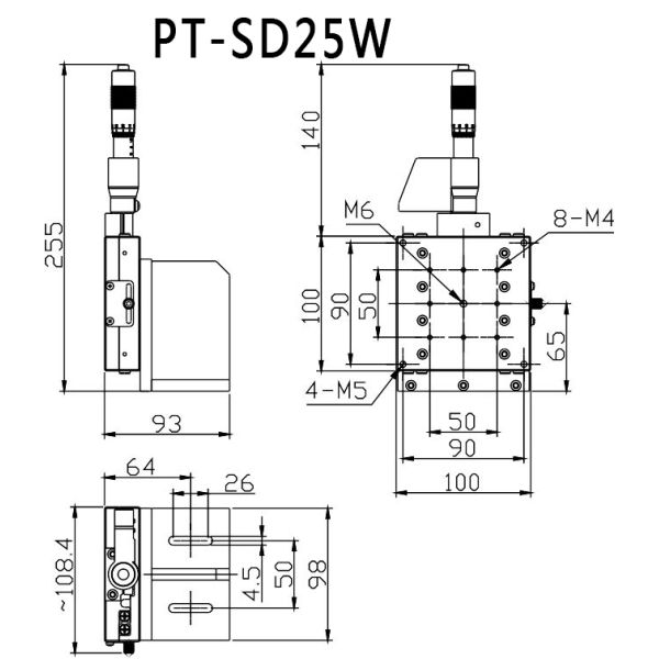 Z Axis Lifting Precision Motorized Lab Jack With 100×100mm Platform