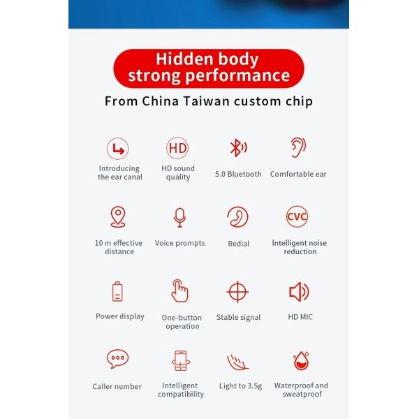 Stereo Bluetooth Wireless Waterproof Stereo in Ear Earphone