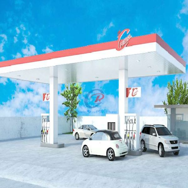 Eco Friendly Space Frame Steel Structure Gas Station Custom Earthquake Resistant