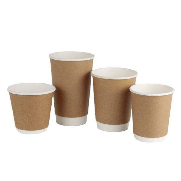 Custom Logo Printed Double Layer Bio-Degradable Paper Cups Single Round Cups for Coffee