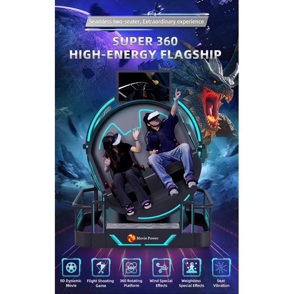 Smart Control VR 360 Flying Cinema 2 Seats 9D VR Roller Coaster Simulator